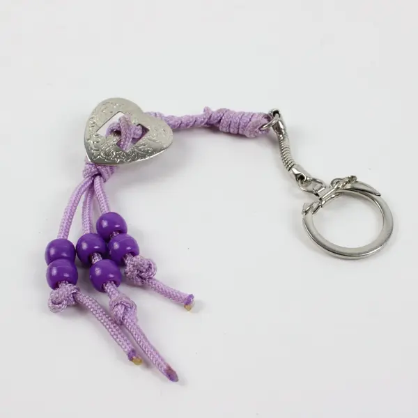 Lot of 2 Iridescent Shell-Look Stud Earrings & Purple Corded Heart Keychain