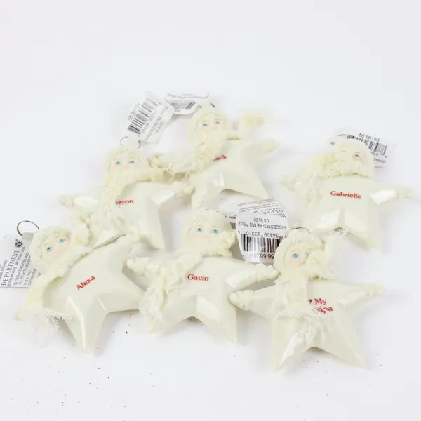 Lot of 6 Department 56 Snowbabies Personalized Christmas Star Ornaments