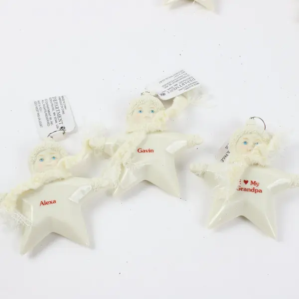Lot of 6 Department 56 Snowbabies Personalized Christmas Star Ornaments