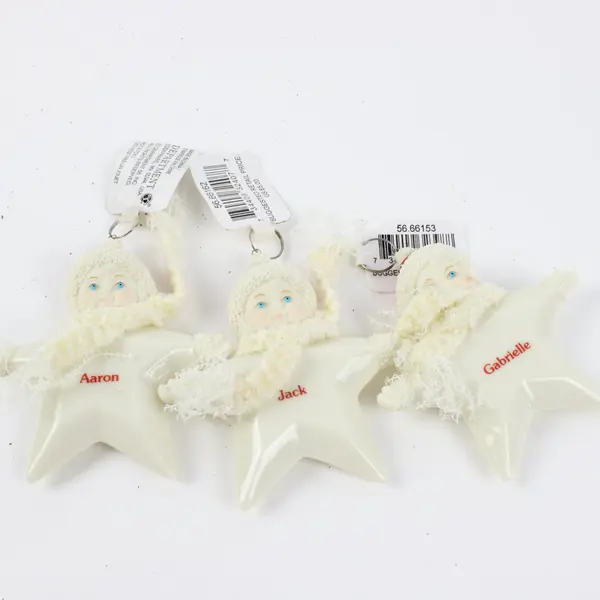 Lot of 6 Department 56 Snowbabies Personalized Christmas Star Ornaments