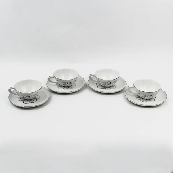 Set of 4 Style House Rhythm Fine China Tea Cup & Saucer Sets 