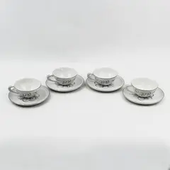 Set of 4 Style House Rhythm Fine China Tea Cup & Saucer Sets 