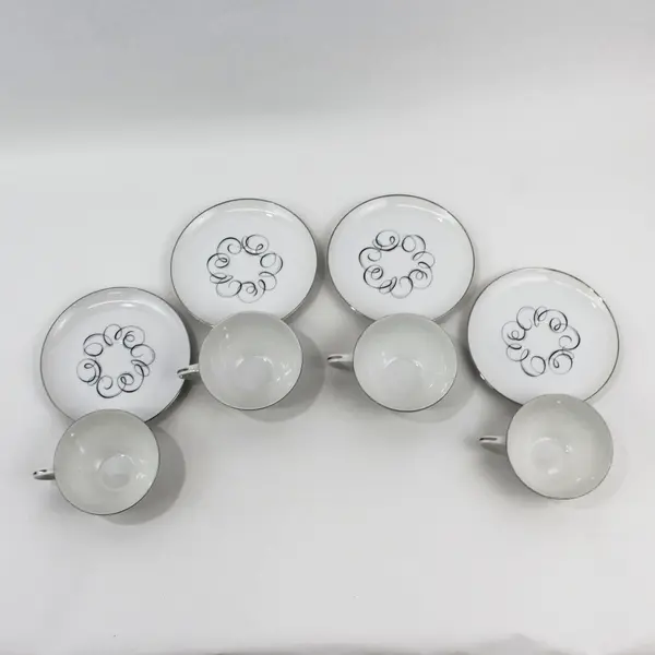 Set of 4 Style House Rhythm Fine China Tea Cup & Saucer Sets 