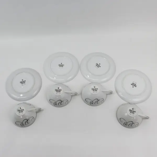 Set of 4 Style House Rhythm Fine China Tea Cup & Saucer Sets 