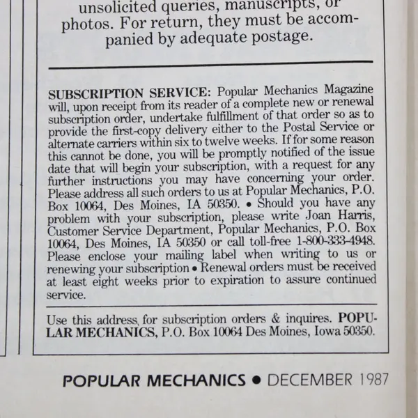 Popular Mechanics Magazine December 1987 Features Treasures of the Titanic Good