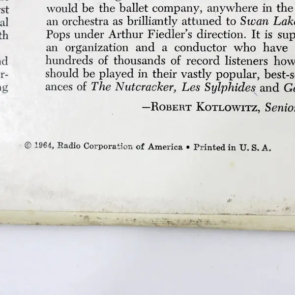 RCA Victor LSC 2688 Tchaikovsky Swan Lake Boston Pops Arthur Fiedler Stereo 12"
