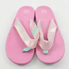 Wonder Nation Girls Pink Silver Iridescent Sport Flip Flops Size 3/4