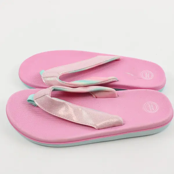 Wonder Nation Girls Pink Silver Iridescent Sport Flip Flops Size 3/4
