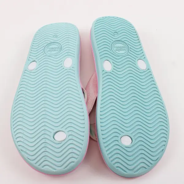 Wonder Nation Girls Pink Silver Iridescent Sport Flip Flops Size 3/4