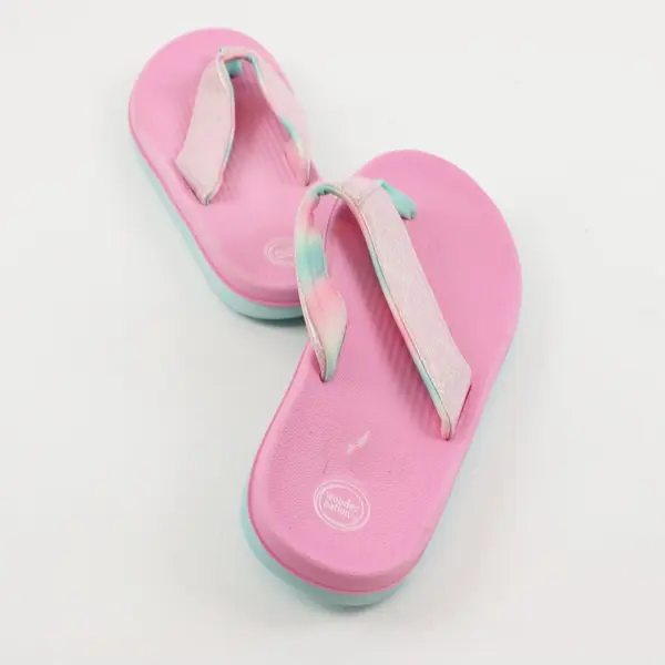 Wonder Nation Girls Pink Silver Iridescent Sport Flip Flops Size 3/4