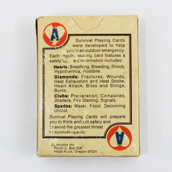Mental Attitude Survival Playing Cards Deck Fire Water Shelter Food Themes