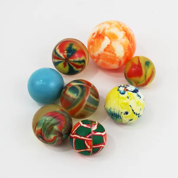 Lot of 8 Assorted Super Bouncy Rubber Balls Swirl Marbled Patterned