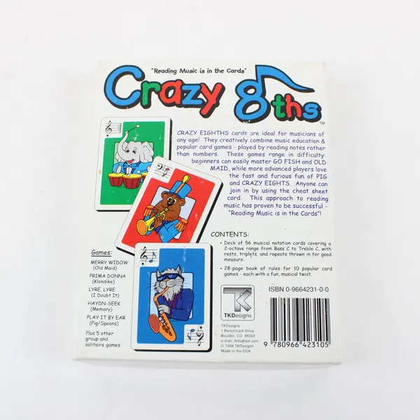 Crazy 8ths Musical Card Game TKDesigns Ages 6+ 1-9 Players