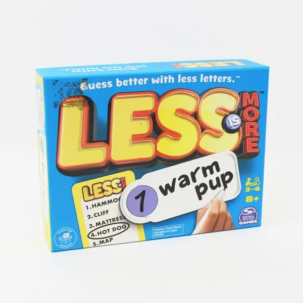 Spin Master Less Is More Party Board Game Word Letter Card Game 3-6 Players