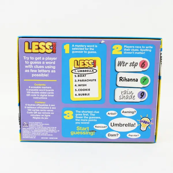 Spin Master Less Is More Party Board Game Word Letter Card Game 3-6 Players