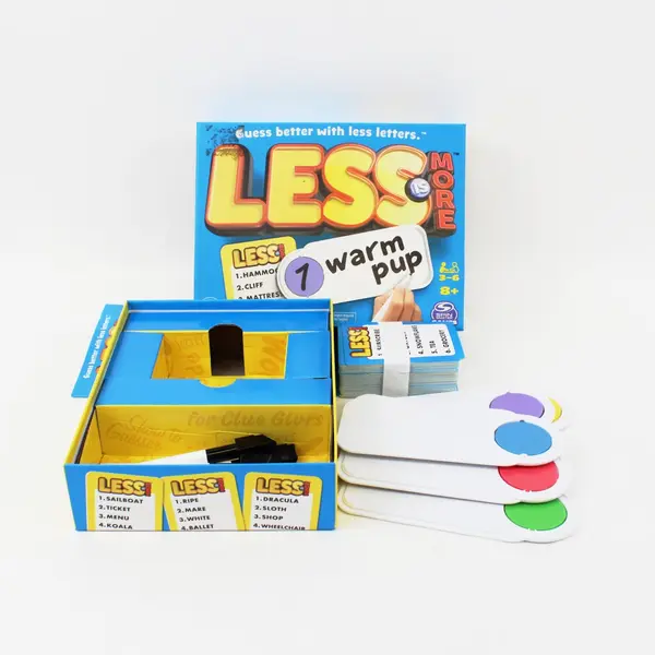 Spin Master Less Is More Party Board Game Word Letter Card Game 3-6 Players