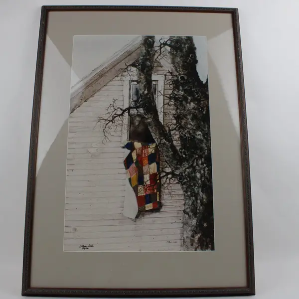 Steve Juda Framed Mixed Media Print Colorful Patchwork Quilt House