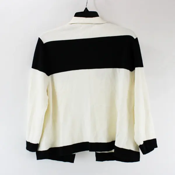 Liz Claiborne Women's XL Black White Open Front Cardigan Sweater
