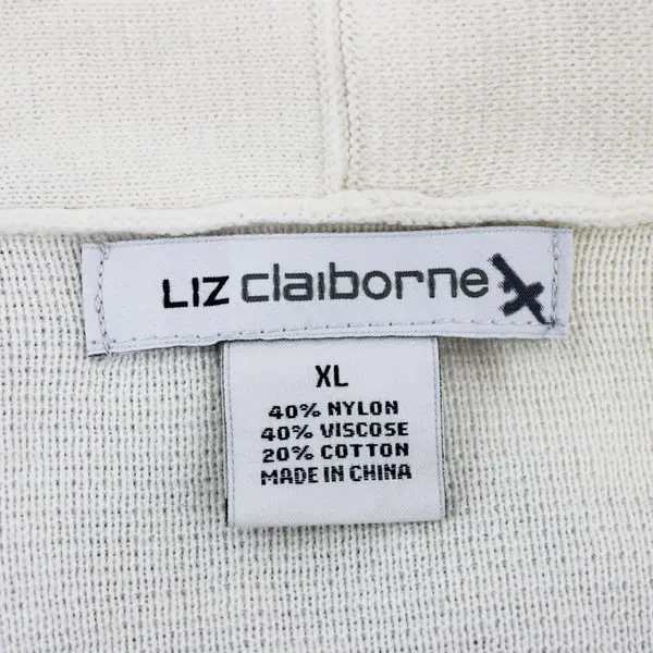 Liz Claiborne Women's XL Black White Open Front Cardigan Sweater