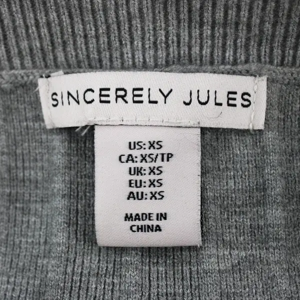Sincerely Jules Women's Gray Crop Top XS Short Cap Sleeve