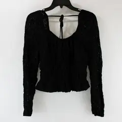 Love Fire Women's Black Lace Long Sleeve Crop Top Size L