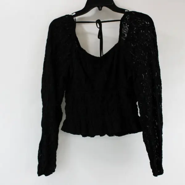 Love Fire Women's Black Lace Long Sleeve Crop Top Size L