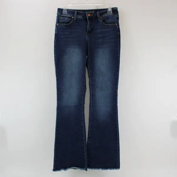 Rewash Juniors Size 7 Medium Wash Rough Hem Flare Jeans