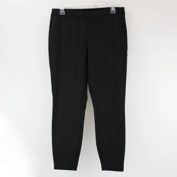 Nanette Lepore Women's Medium Black Plaid Pull-On Tapered Trousers