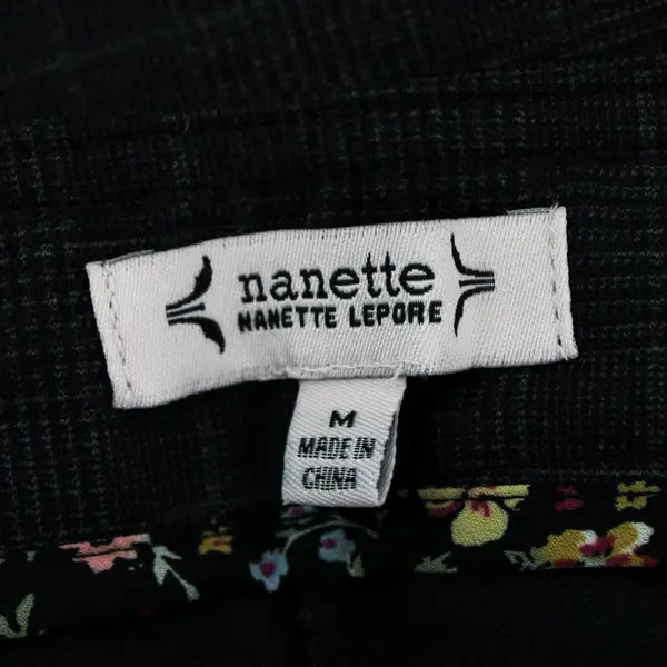 Nanette Lepore Women's Medium Black Plaid Pull-On Tapered Trousers