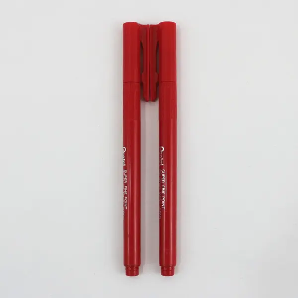 Vintage Pentel MF50 Permanent Super Fine Point Markers Red Pair of 2