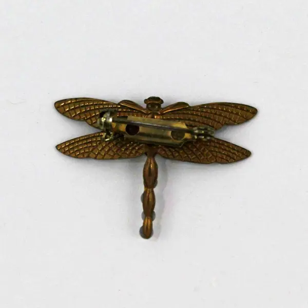 Gold Tone Rhinestone Dragonfly Brooch Pin Colorful Accents