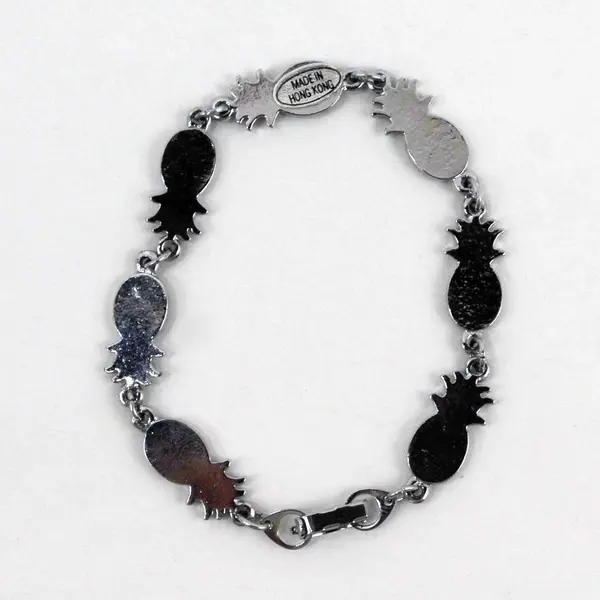 Abalone Shell Pineapple Tropical Bracelet 6in Lobster Clasp Fixed Link