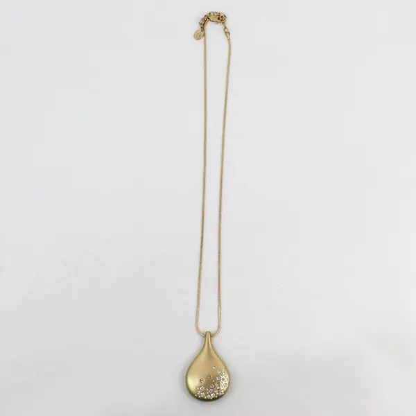 MarlaWynne Crystal Embellished Teardrop Pendant Necklace Long Chain Adjustable