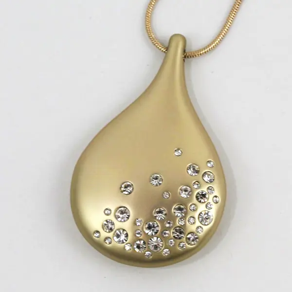 MarlaWynne Crystal Embellished Teardrop Pendant Necklace Long Chain Adjustable