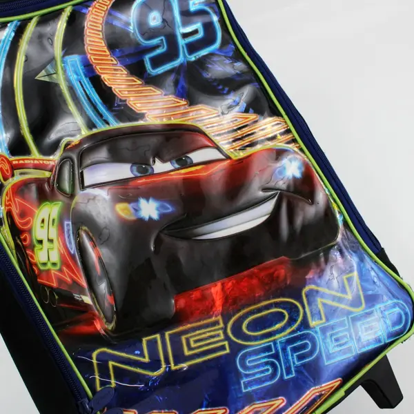 Disney Pixar Cars Lightning McQueen Neon Speed Rolling Backpack Used