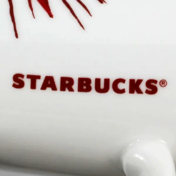 Starbucks 2014 Red Starburst Fireworks Ceramic Tall Coffee Mug 12 oz