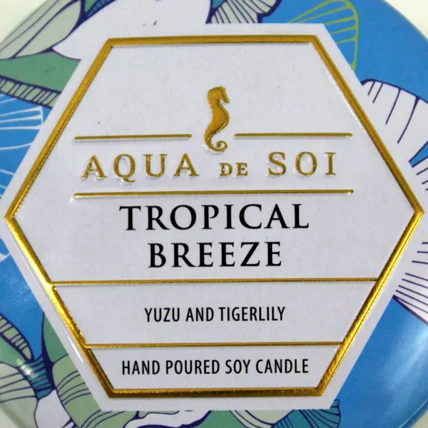 Aqua De Soi Tropical Breeze 4oz Hand Poured Soy Candle Yuzu Tigerlily Tin