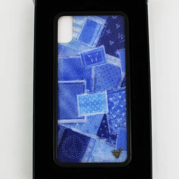 Wildflower Limited Edition iPhone XS Max Phone Case Blue Denim Patches Pattern