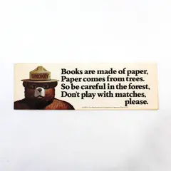 Smokey Bear US Forest Service Educational Fire Safety Paper Bookmark 76-CFFP-10