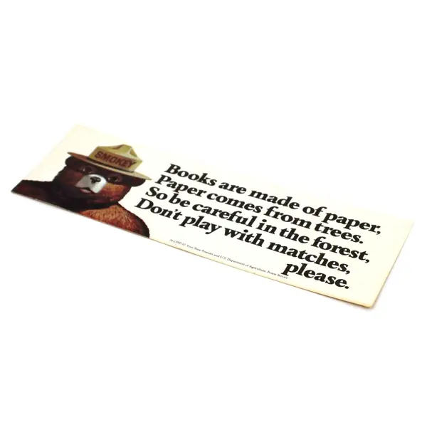 Smokey Bear US Forest Service Educational Fire Safety Paper Bookmark 76-CFFP-10
