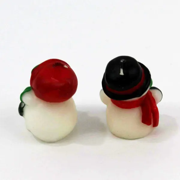 Snowman & Snowwoman Holiday Candles Novelty Figural Christmas Pair