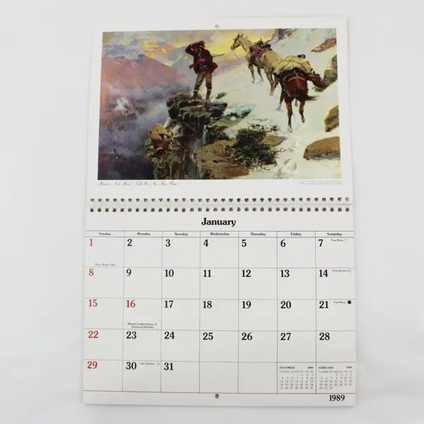 Charles M Russell Western Art 1989 Engagement Calendar Planner Spiral Bound PB