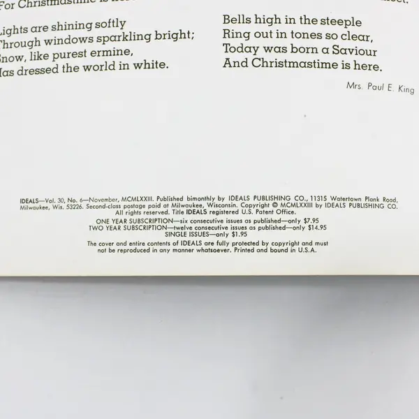 Vintage Ideals Magazine 1973 November Christmas Holiday Issue