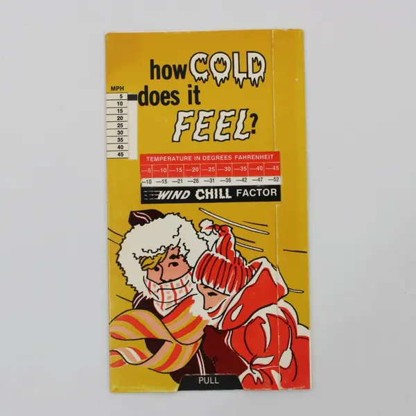 Vintage How Cold Does It Feel Wind Chill Factor Pull Card Temperature Chart