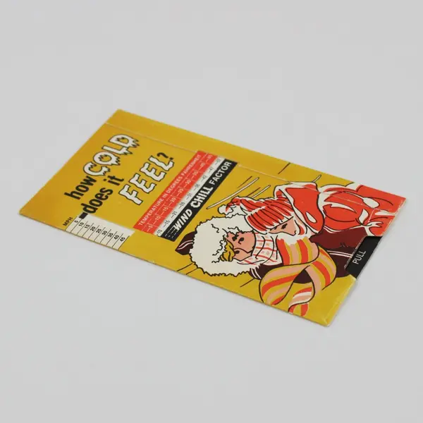 Vintage How Cold Does It Feel Wind Chill Factor Pull Card Temperature Chart