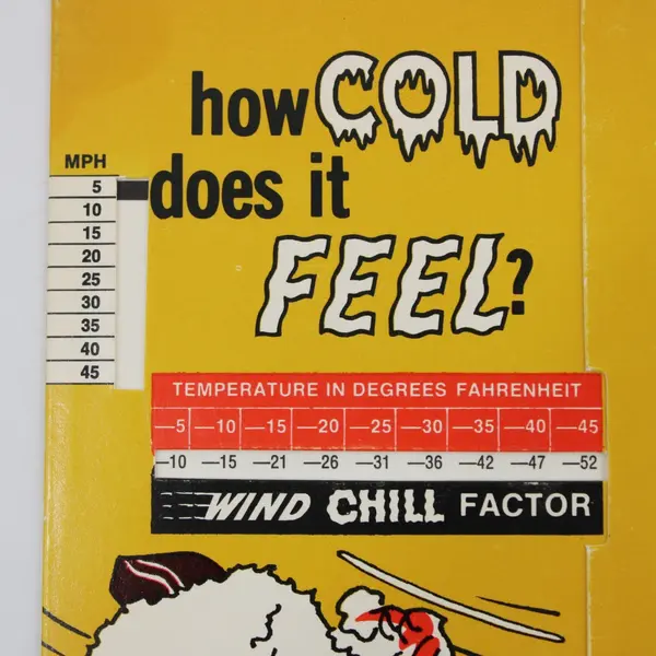 Vintage How Cold Does It Feel Wind Chill Factor Pull Card Temperature Chart