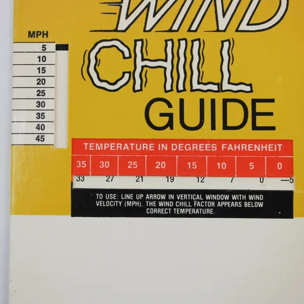 Vintage How Cold Does It Feel Wind Chill Factor Pull Card Temperature Chart