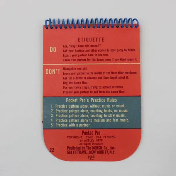 1949 Pocket Pro A Quick Guide to Dancing by Wesley Neff Spiral Bound