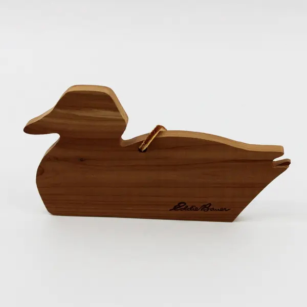 Eddie Bauer Cedar Wood Duck Hanging Closet Ornament Leather Hanger