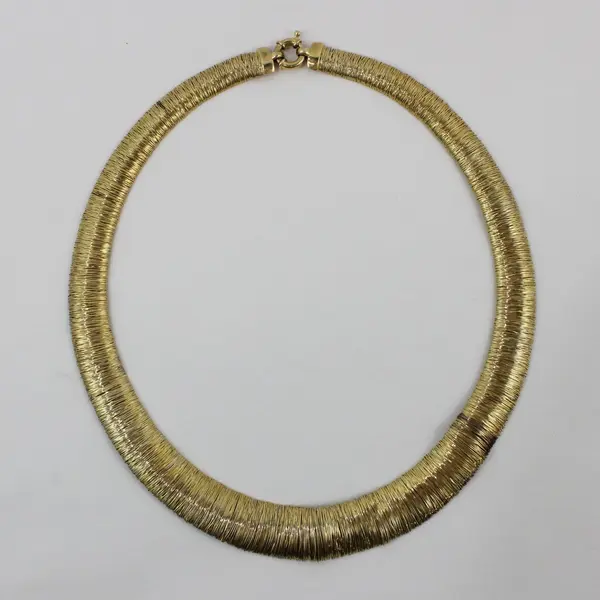 Gold Tone Mesh Collar Necklace 18 Inch Choker Statement Jewelry